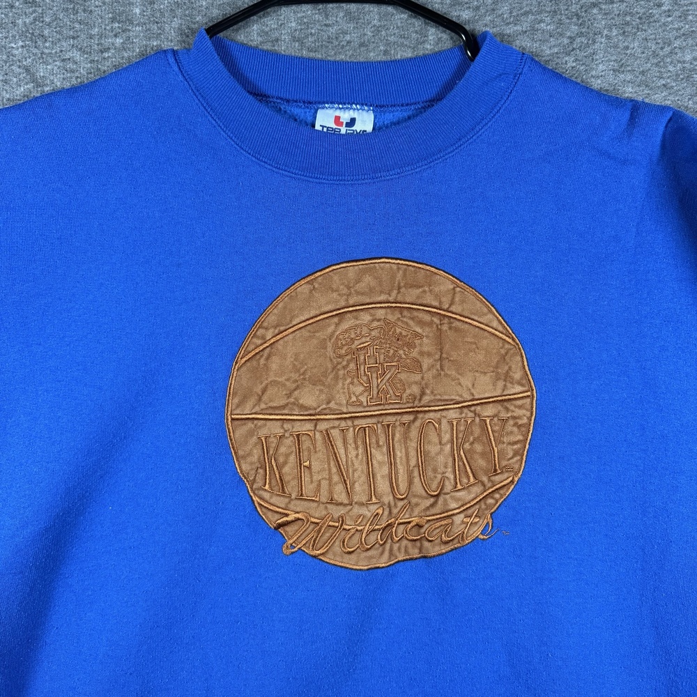 Vintage Kentucky Wildcats Basketball Sweatshirt XL Tee Jays USA Blue Appliqué
